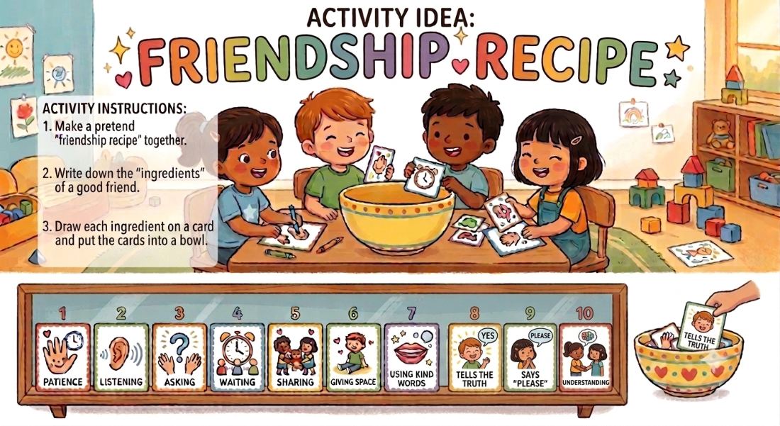 Illustrated friendship recipe activity